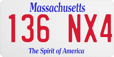 MA license plate 136NX4