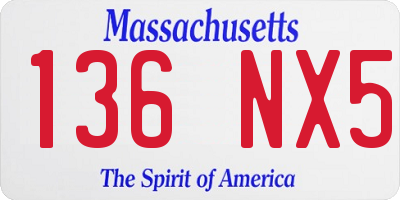 MA license plate 136NX5
