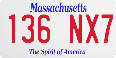 MA license plate 136NX7