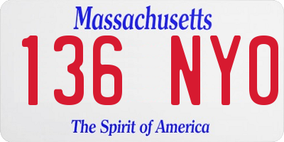 MA license plate 136NY0
