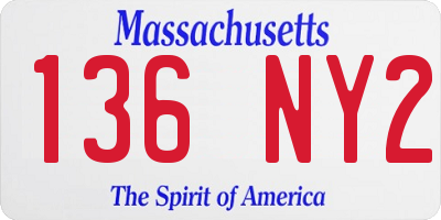 MA license plate 136NY2