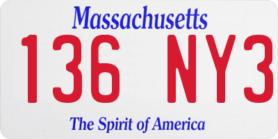 MA license plate 136NY3