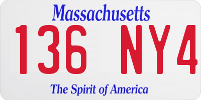 MA license plate 136NY4