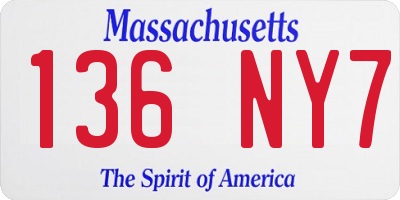 MA license plate 136NY7