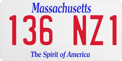 MA license plate 136NZ1