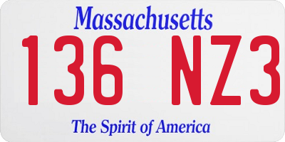 MA license plate 136NZ3