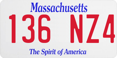 MA license plate 136NZ4