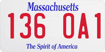 MA license plate 136OA1