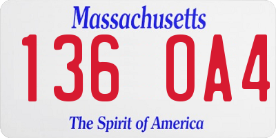 MA license plate 136OA4