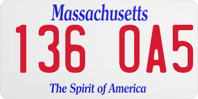 MA license plate 136OA5