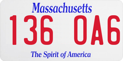 MA license plate 136OA6