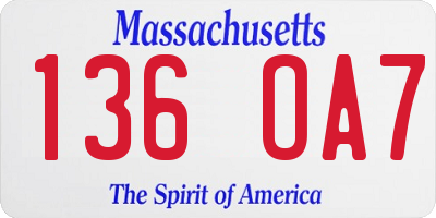 MA license plate 136OA7