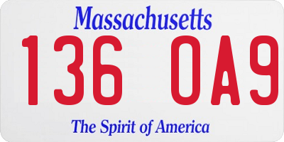 MA license plate 136OA9