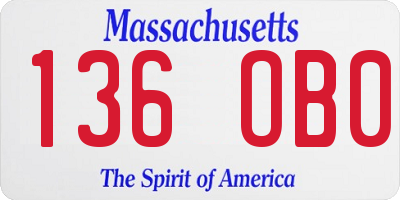 MA license plate 136OB0