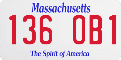 MA license plate 136OB1
