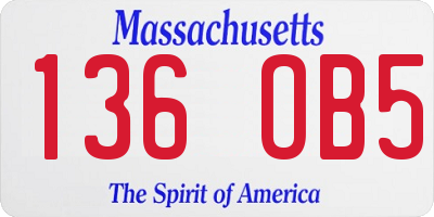 MA license plate 136OB5