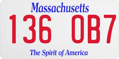 MA license plate 136OB7