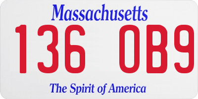MA license plate 136OB9