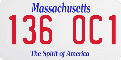 MA license plate 136OC1