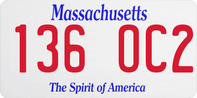 MA license plate 136OC2