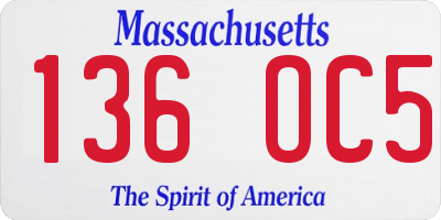 MA license plate 136OC5