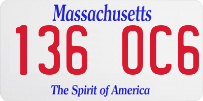 MA license plate 136OC6