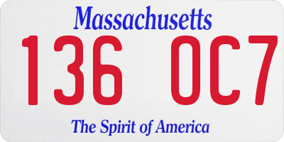 MA license plate 136OC7