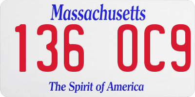 MA license plate 136OC9