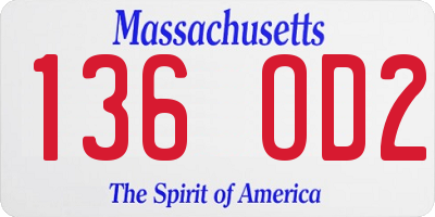 MA license plate 136OD2