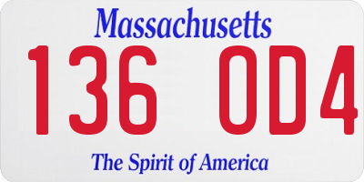 MA license plate 136OD4