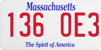 MA license plate 136OE3
