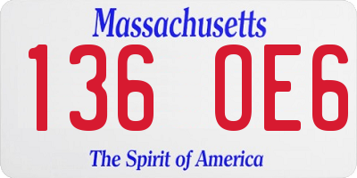 MA license plate 136OE6