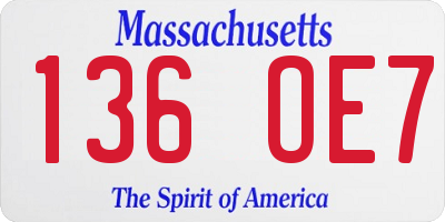 MA license plate 136OE7