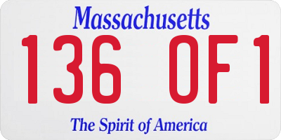 MA license plate 136OF1