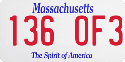 MA license plate 136OF3