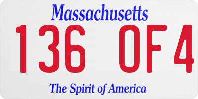 MA license plate 136OF4