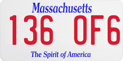 MA license plate 136OF6