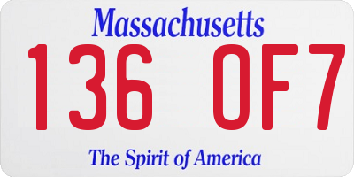 MA license plate 136OF7