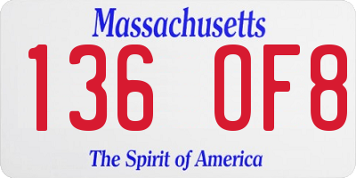 MA license plate 136OF8