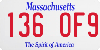 MA license plate 136OF9