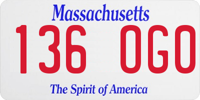 MA license plate 136OG0
