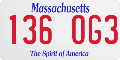 MA license plate 136OG3