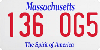 MA license plate 136OG5