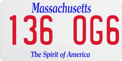 MA license plate 136OG6
