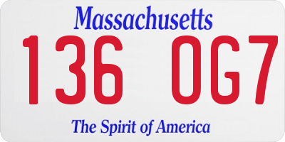 MA license plate 136OG7