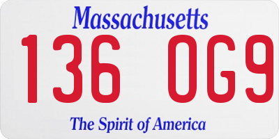 MA license plate 136OG9