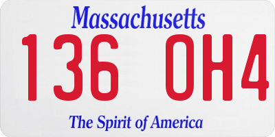 MA license plate 136OH4