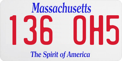 MA license plate 136OH5