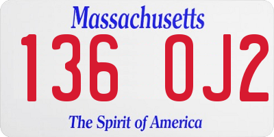 MA license plate 136OJ2