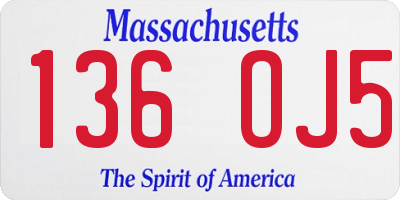MA license plate 136OJ5